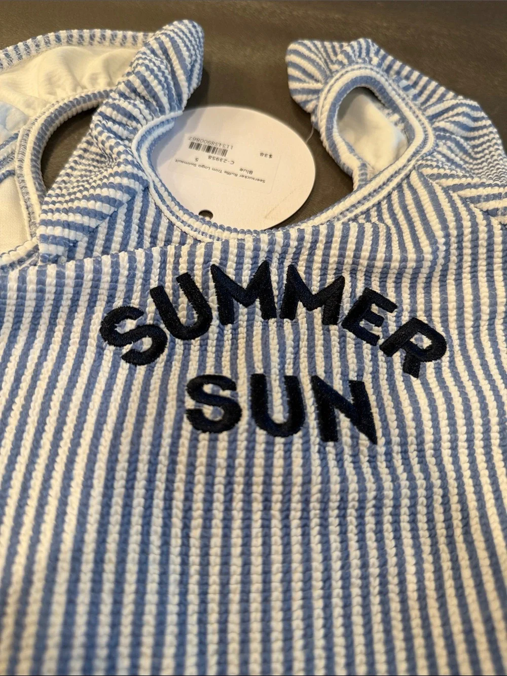 Cabana Blue & White Striped Top. Size 5